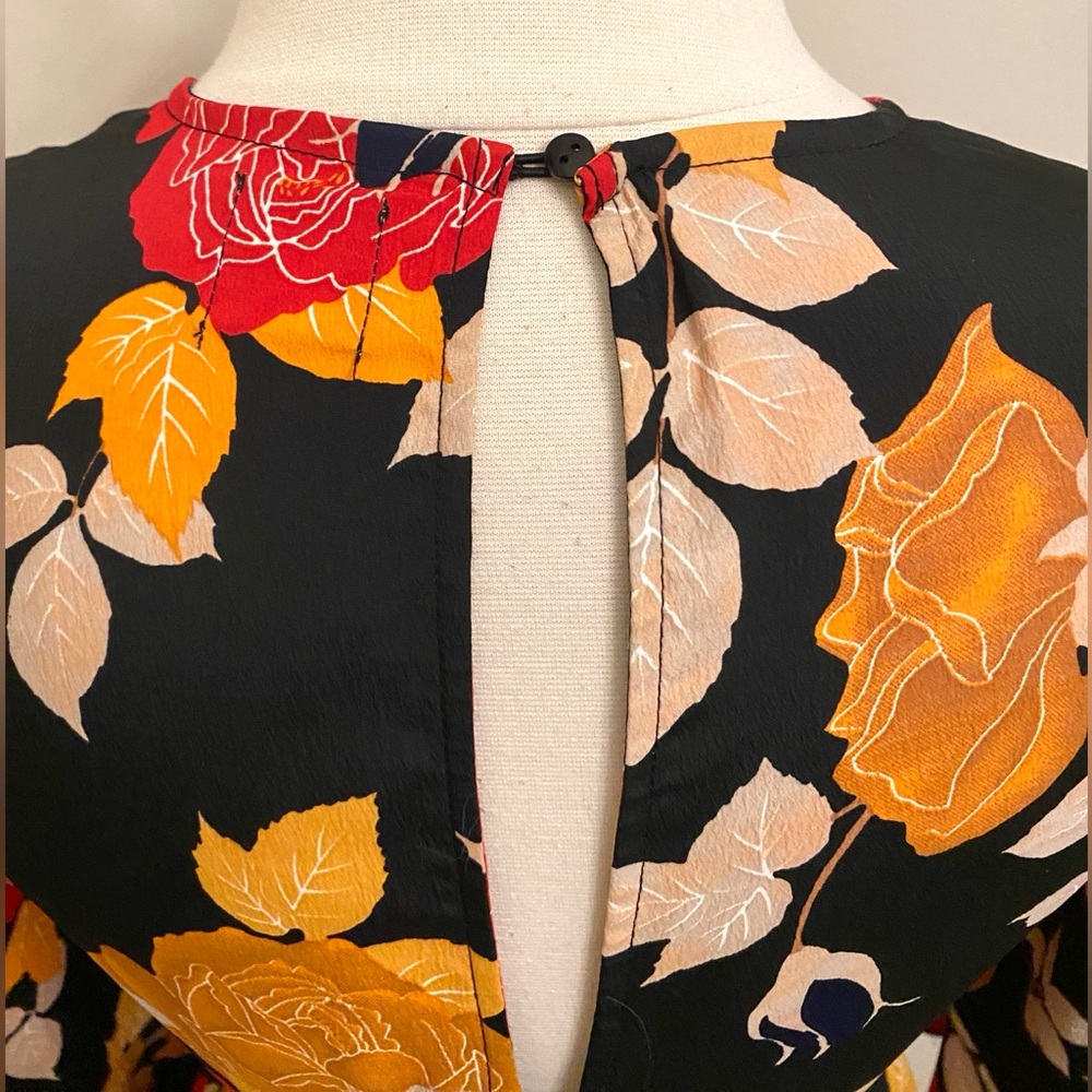 ASOS Black Red Dark Floral SZ 6 Shabby Chic Cottagecore Boho Romantic Fall Dress - Picture 7 of 10